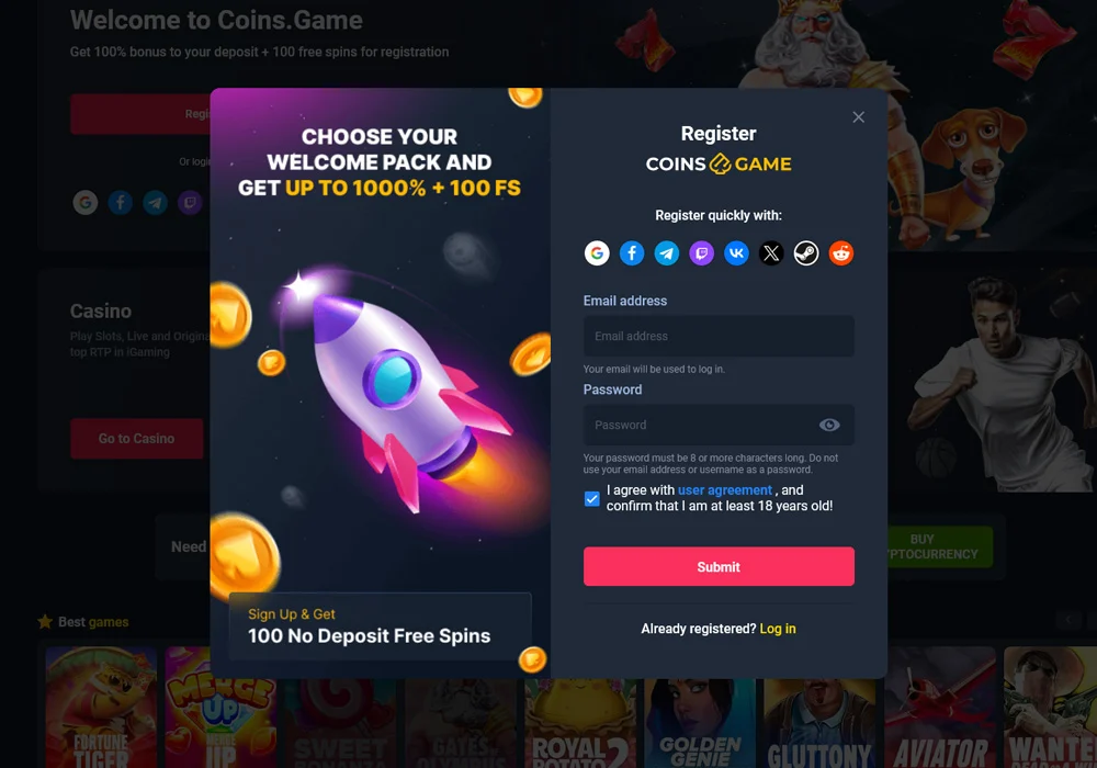 Coins.Game - How to Signup