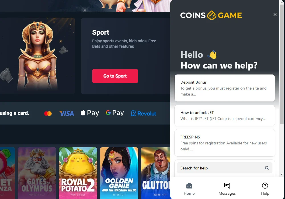 Coins.game Live Chat